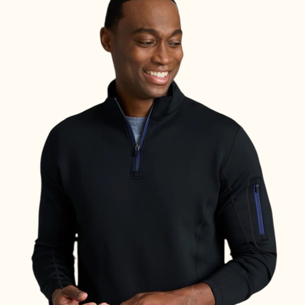 Untuckit Men’s Mazzano Quarter-Zip Pullover Black Size Large
